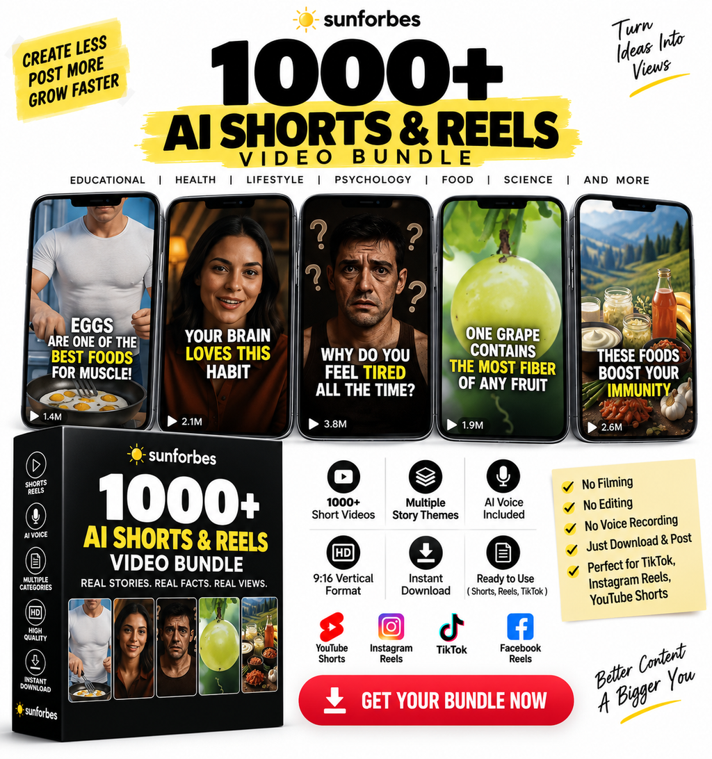 1000+ AI Shorts & Reels Video Bundle | Ready-to-Post Viral Content