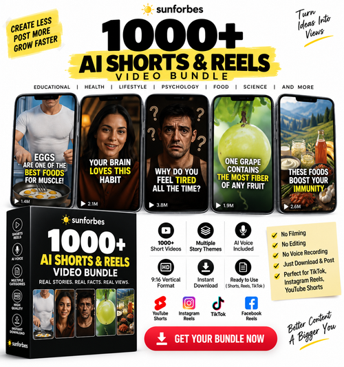1000+ AI Shorts & Reels Video Bundle | Ready-to-Post Viral Content