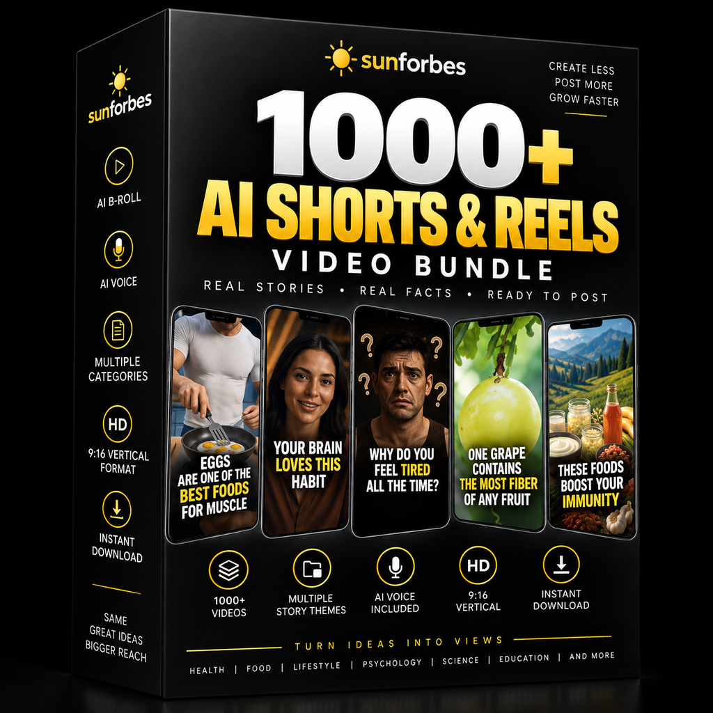 1000+ AI Shorts & Reels Video Bundle | Ready-to-Post Viral Content