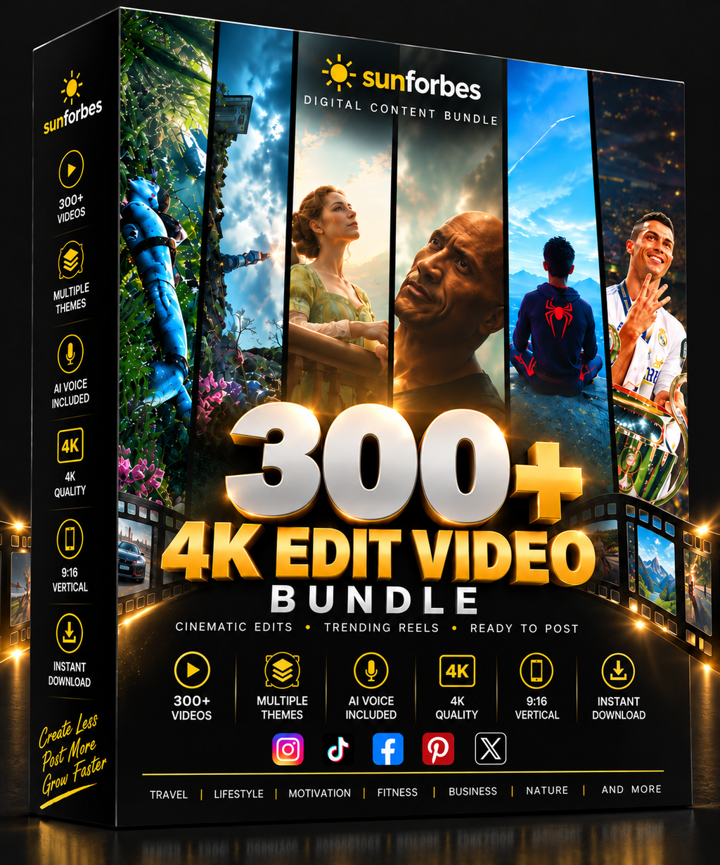 300+ 4K Edit Video Bundle | Cinematic Edits, Trending Reels & Ready-to-Post Videos