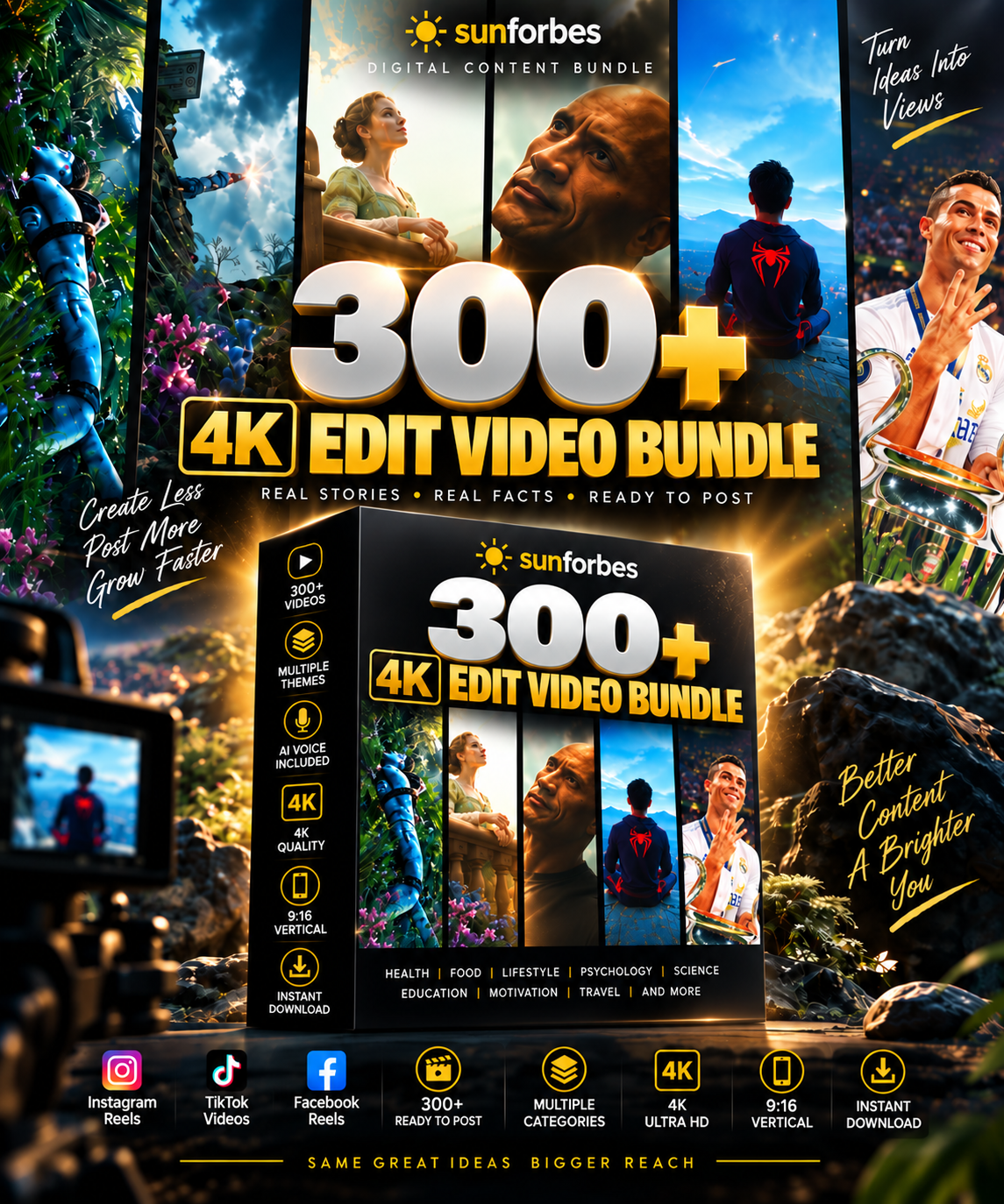 300+ 4K Edit Video Bundle | Cinematic Edits, Trending Reels & Ready-to-Post Videos